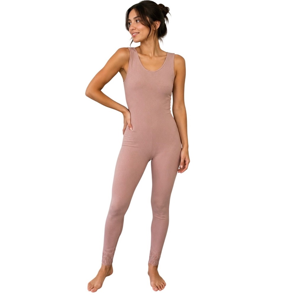 Mauve Jumpsuit Womens S Seamless Pointelle Back Bodysuit